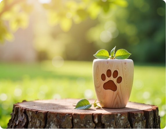 wooden pet urn